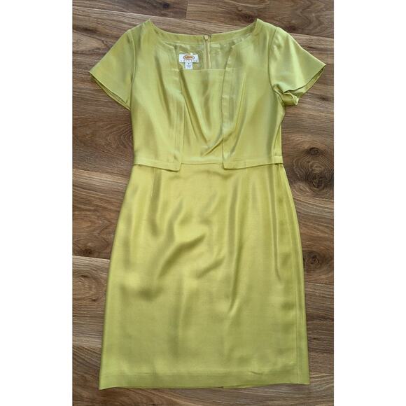 TALBOTS silk/wool blend green sheath dress - size 6 Petite - Picture 6 of 10